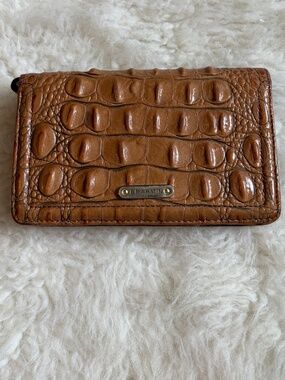 Brahmin Melbourne Ady Brown Embossed Croc Slim Bifold Wallet